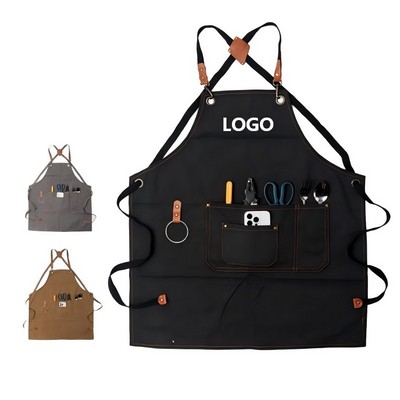 Water-Resistant Heavy Duty Poly-Canvas Cross-Back Apron