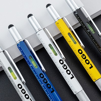 6-in-1 Custom Aluminum Multifunctional Multi-Tool Tech Pen