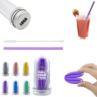 Foldable Silicone Straw w/Tube Case
