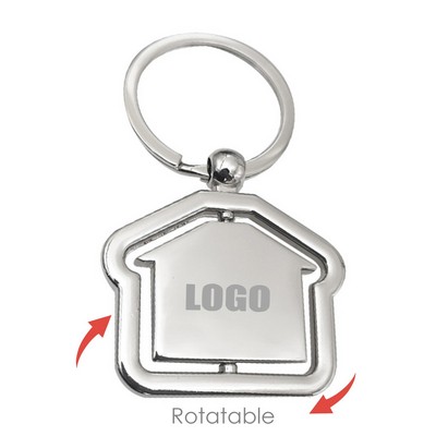 Alloy Rotating House Shaped Keychain