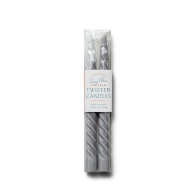 Twisted Taper 10" Tall Grey Blue Boxed Candles, 2 Per Pack