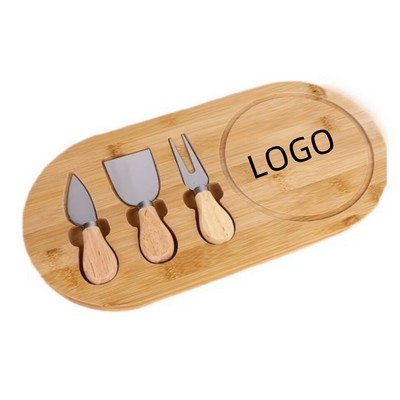 4 - Piece Oval Bamboo Cheese Board Set