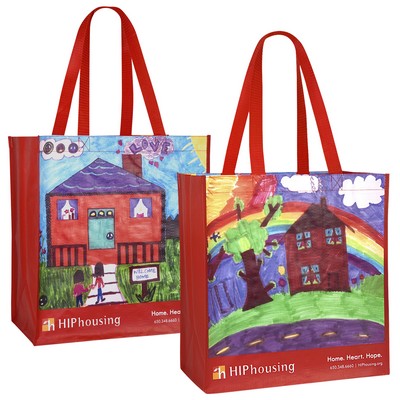 145g Custom Full-Color Laminated Woven Promotional Tote Bag (13"x14"x8")