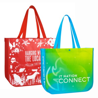 Full-Color Laminated Non-Woven Round Cornered Custom Promotional Tote Bag (16"x14"x6")