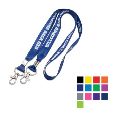 Custom 5/8" Double Ended Lanyard w/ Silver Lobster Claw & Metal Crimp