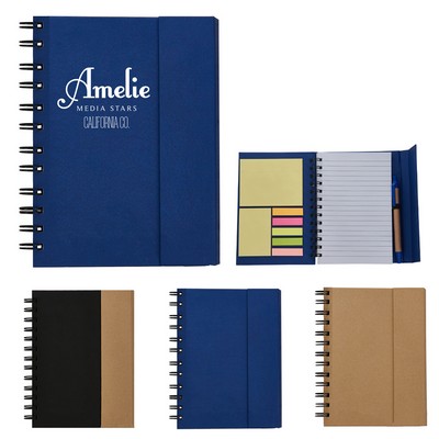 Spiral Notebook with Sticky Note and Pen