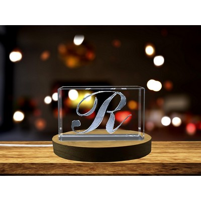 3D Letter R Crystal Keepsake - Personalized Engraved Gift for Recognition