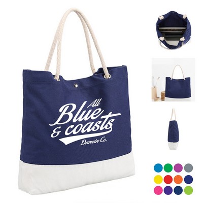 Canvas Beach Tote Bag with Rope Handles