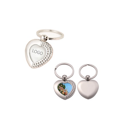 Zinc Alloy Sublimation Heart Shape Keychain