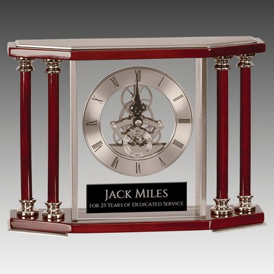 Executive 4 Pillar & Rosewood Piano Finish Clock