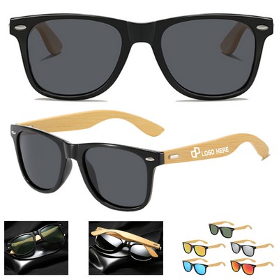 Square Sunglasses W/ Wooden Temple