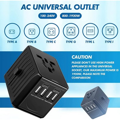 6 USB 6A Power Travel Adapter Dual Type C Charge