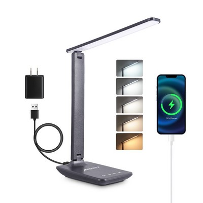 LED Desk Lamp with Wireless Charger and Wall Charger Plug