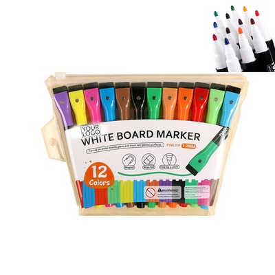 12 Pack Magnetic Dry Wipe Markers