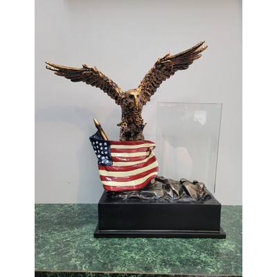 Tall Resin Liberty Eagle with Glass Panel for Etching