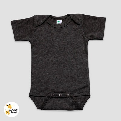 Baby Short Sleeve Bodysuit Black Heather 65% Polyester 35% Cotton- Laughing Giraffe®