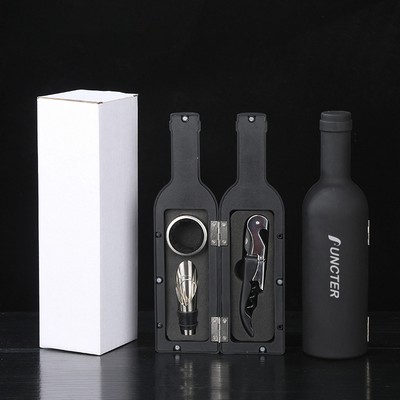 Waiter's Corkscrew Wine Opener Set In Bottle Shape White Box-3 Piece