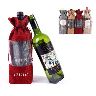 Customized Burlap Wine Tote Bag & Visualization Window