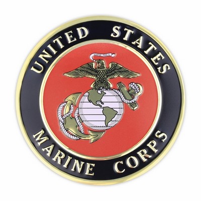 4" Round Color Printed United States Marine Corps Insignia w/Metal Magnetic Medallion Decal Disc