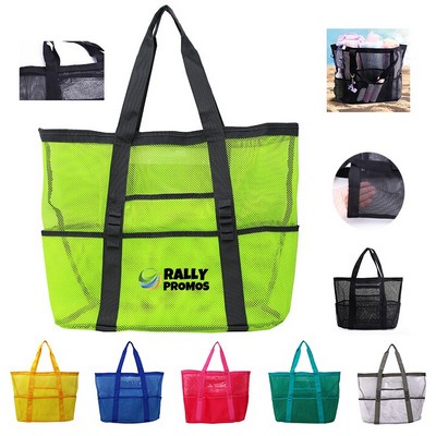Durable Nylon Beach Bag Hand-Held Mesh Duffel Travel Tote