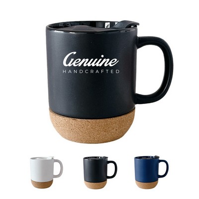 15oz Cork Base Ceramic Coffee Mug with Insulated Bottom