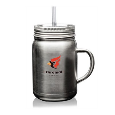 22 oz Stainless Steel Drink Tumbler with Handle & Straw