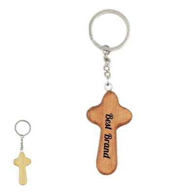 Wooden Cross Keychain