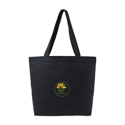 AWARE™ Recycled Cotton Shopper Tote with Interior Zip Pocket - Black