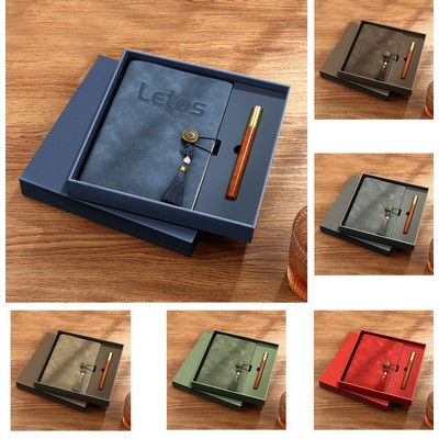 A5 PU Leather-Bound Business Notebook Writing Journal Executive Notebook Meeting Note Gift Set