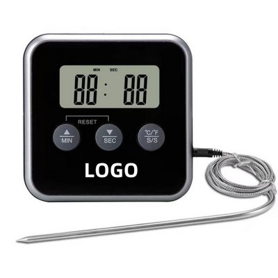 Digital Kitchen Thermometer LCD Display Long Probe for Grill Oven Food Meat Cooking Alarm Timer