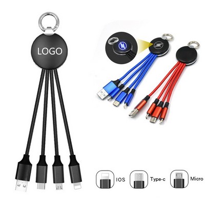 3" 1 USB Charging Cable with Keyring