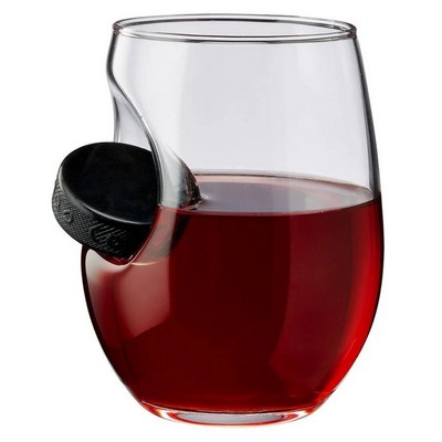 Hockey Puck Embedded Wine Glass