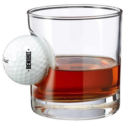 Golf Ball Embedded Rocks Glass
