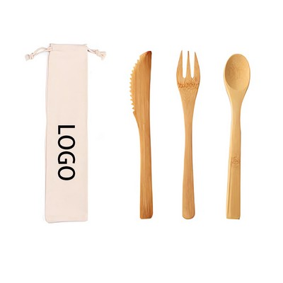 Fork, Spoon, Knife Bamboo Cutlery Set