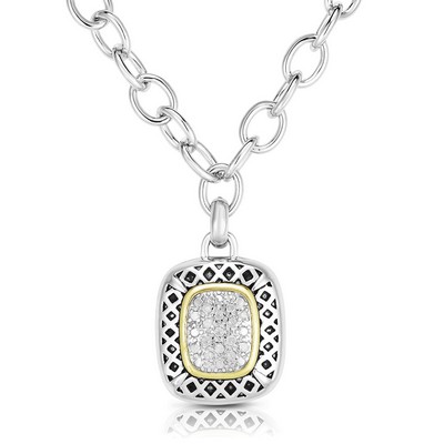 Jilco Inc Round Diamond Cable Link Chain Necklace - 0.15 Twt