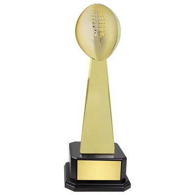 15 1/2" Bright Gold Fantasy Football Trophy on Black Wood Base