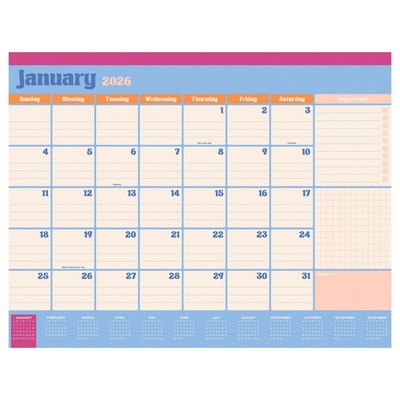 2026 Sherbet Medium Desk Pad Monthly Blotter Calendar