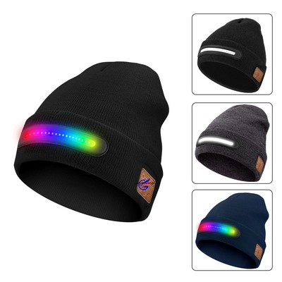 Flashlight Speaker Beanie Hat for Men Women