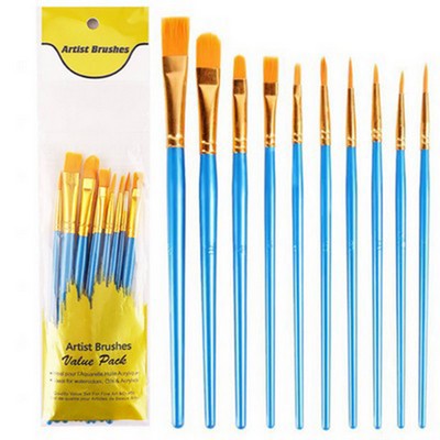 Plastic Set Of 10 Pole Oil Brushes