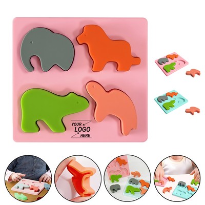 Soft Silicone Puzzle Mat for Kids - Early Learning Educational Toy with 3D Animal Shapes