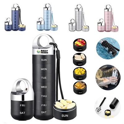 Portable Waterproof Weekly Metal Travel Pill Organizer