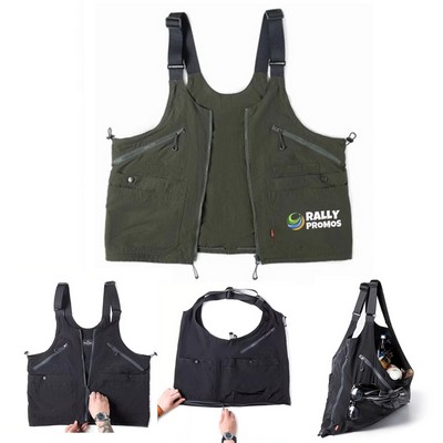 Dual-Use Workwear Vest With Shoulder Bag
