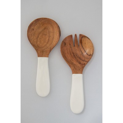 Jeanne Fitz Wood + White Collection Acacia Wood Salad Servers