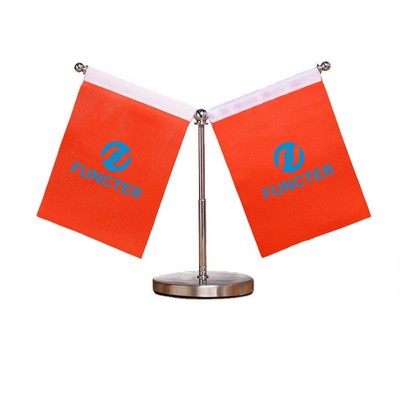 Full Color Telescopic Y Shaped Pole Desk Flag Set