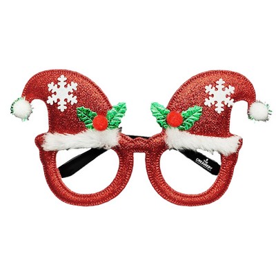 Christmas Decorative Glasses with Santa Hat Design