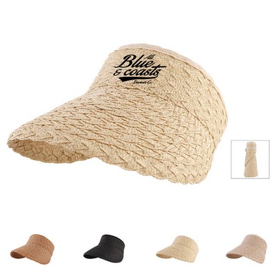 Roll-up Foldable Straw Visor Women's Wide Brim Sun Hat