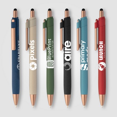 York Recycled Plastic Bronze Trim Stylus Ballpoint Pen - Silkscreen