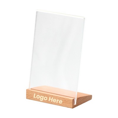A4 Clear Acrylic Sign With Wooden Base Holder