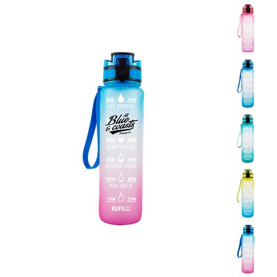 32oz Water Bottle with Time Marker and Flip-top Cap