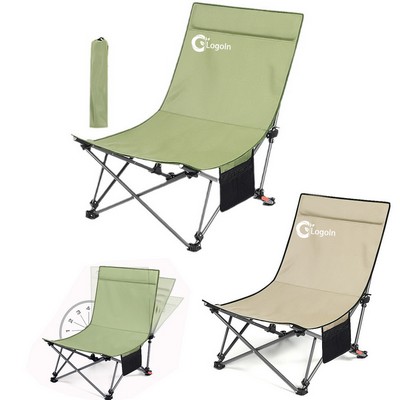 Backpack Beach Chair with Backrest Adjustment Buckle & Side Pocket